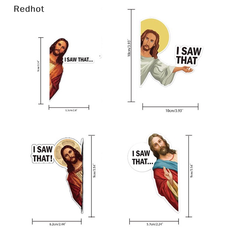 Bộ 10 Miếng Dán Trang Trí Xe Hơi Chống Nước In Chữ Jesus I Saw That Vinyl