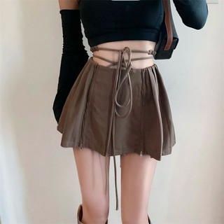 Chân Váy Chữ a Lưng Cao Màu Đen Cột Dây Thời Trang Mùa Hè Quyến Rũ Cho Nữ