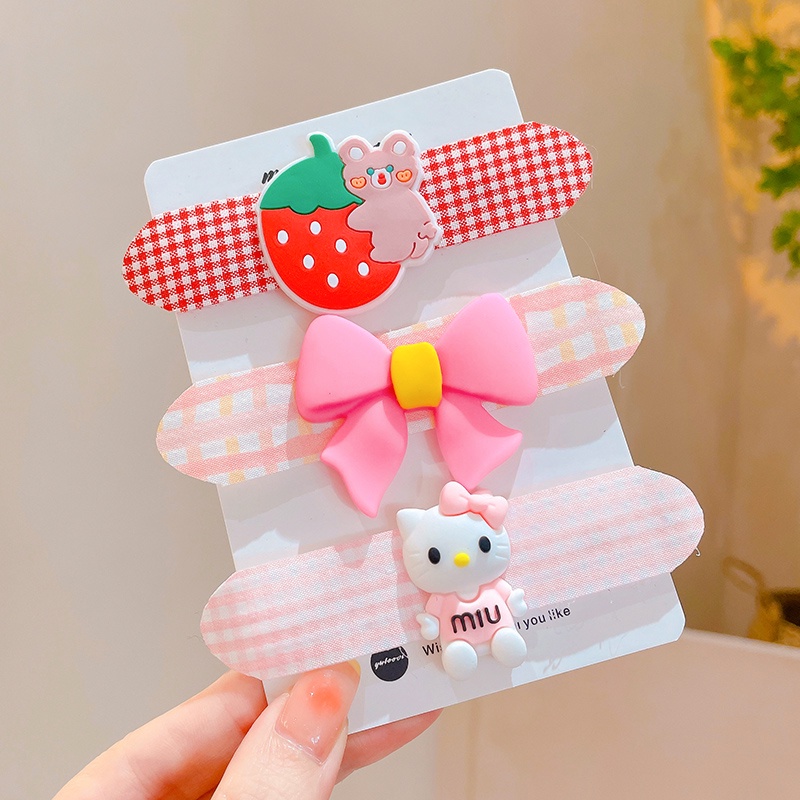 Miếng dán tóc mái ngang họa Set 5 Kẹp Tóc Hình Hoạt Hình Xinh Xắn Cho Bé Gái