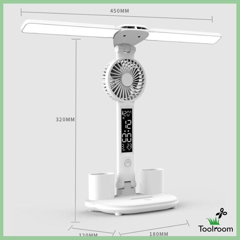 Đèn LED Hai Đầu Kèm Giá Đỡ Bút Chì + Quạt USB Tiện Dụng Cho Văn Phòng