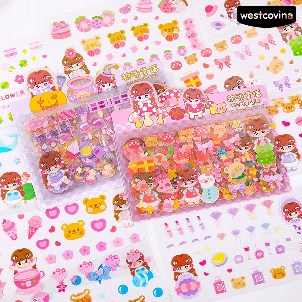 [COD]♪Set 10 Sticker Dán Sổ Tay Chống Nước Nhiều Họa Tiết Dễ Thương Trang Trí Nhà Cửa