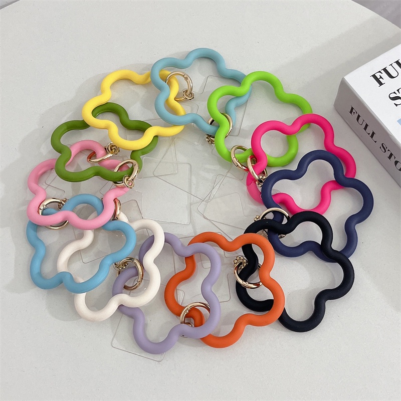 Ốp Điện Thoại Silicone Cao Su Chống Rơi Họa Tiết Hoa Kèm Dây Đeo Tay Thông Dụng Cho Mùa