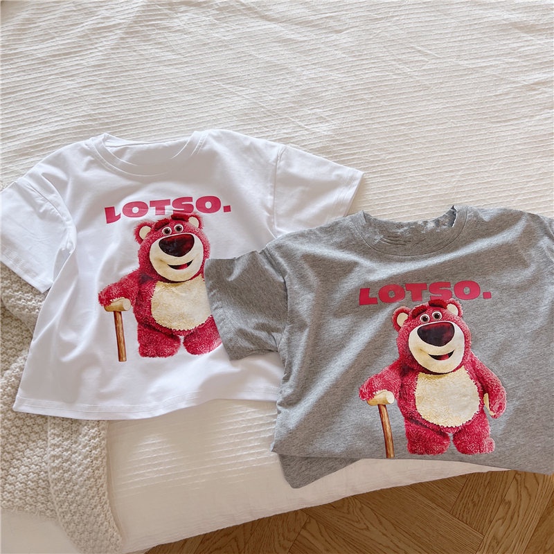 Áo Thun Tay Ngắn In Hình Lotso Cho Bé Gái Từ 0-7 Tuổi