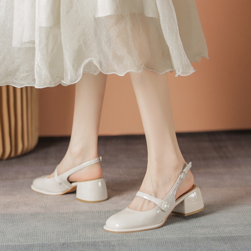 Giày Sandal Cao Gót Hở Lưng Size 34 Phong Cách Pháp
