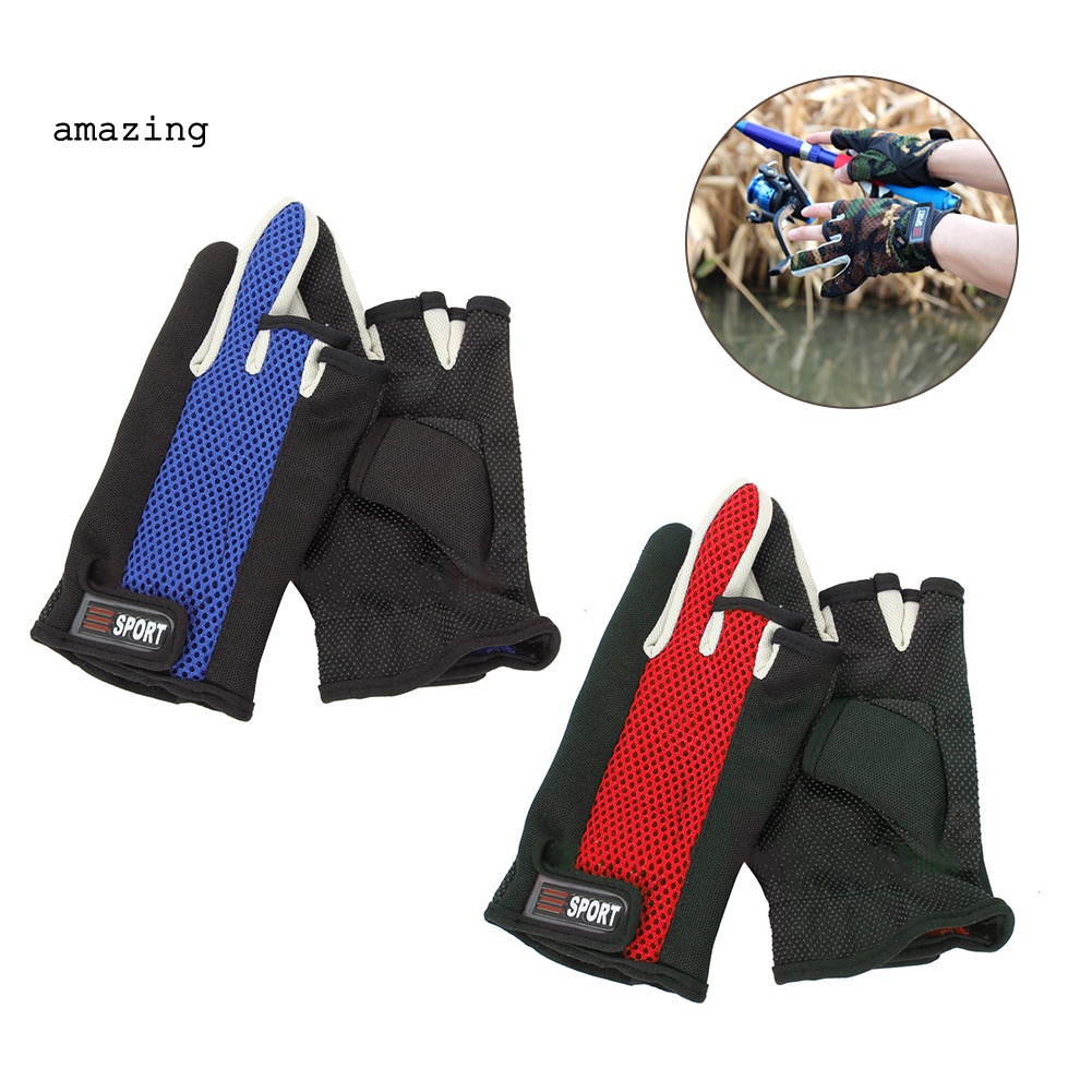 Găng Tay Lưới 3 Ngón Chống Trượt Tiện Dụng Khi Đi Xe Đạp / Câu Cá