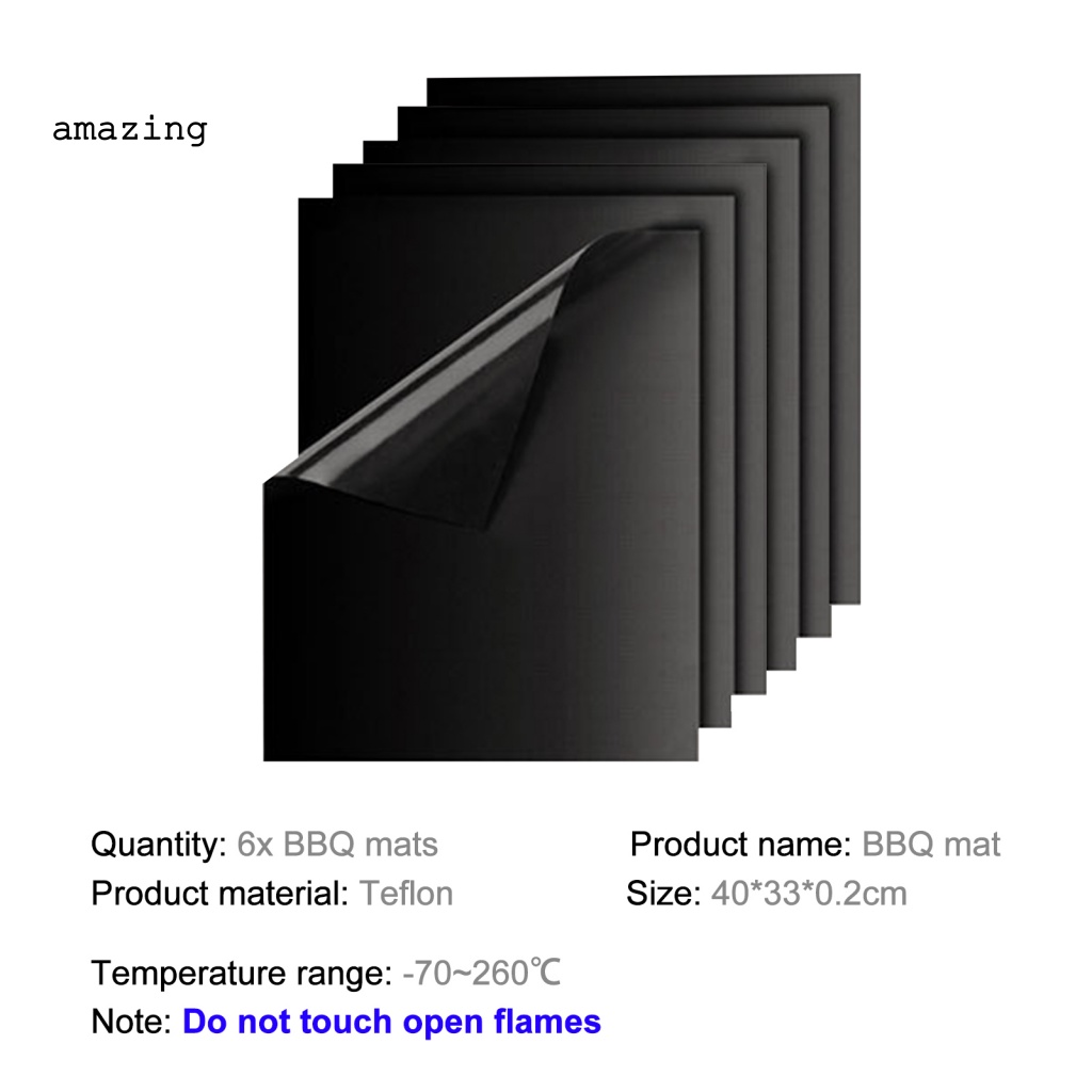 Bộ 6 Tấm Lót Siêu Mỏng Chịu Nhiệt Cao Tiện Dụng Nướng BBQ