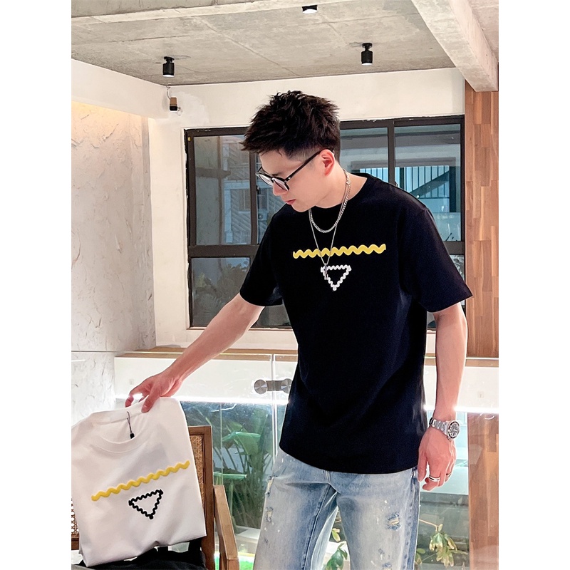 Pr88ad- Áo Thun Ngắn Tay Thêu Hình Tam Giác Mới Nhất Cho Cả Nam Và Nữ Hejkdryerdh