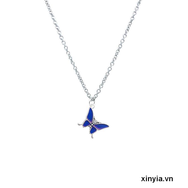 Vòng cổ Mặt Bướm Thay Đổi Màu Sắc Theo Phong Cách Retro Dành Cho Nữ