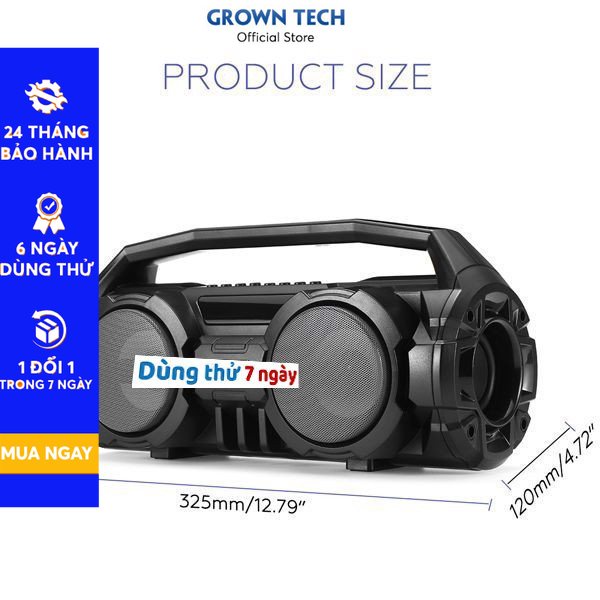 Loa blt blutooth xách tay kẹo kéo GrownTech KM S1 dung lượng pin lớn bass mạnh tặng kèm micro karaoke bảo hành 2nam