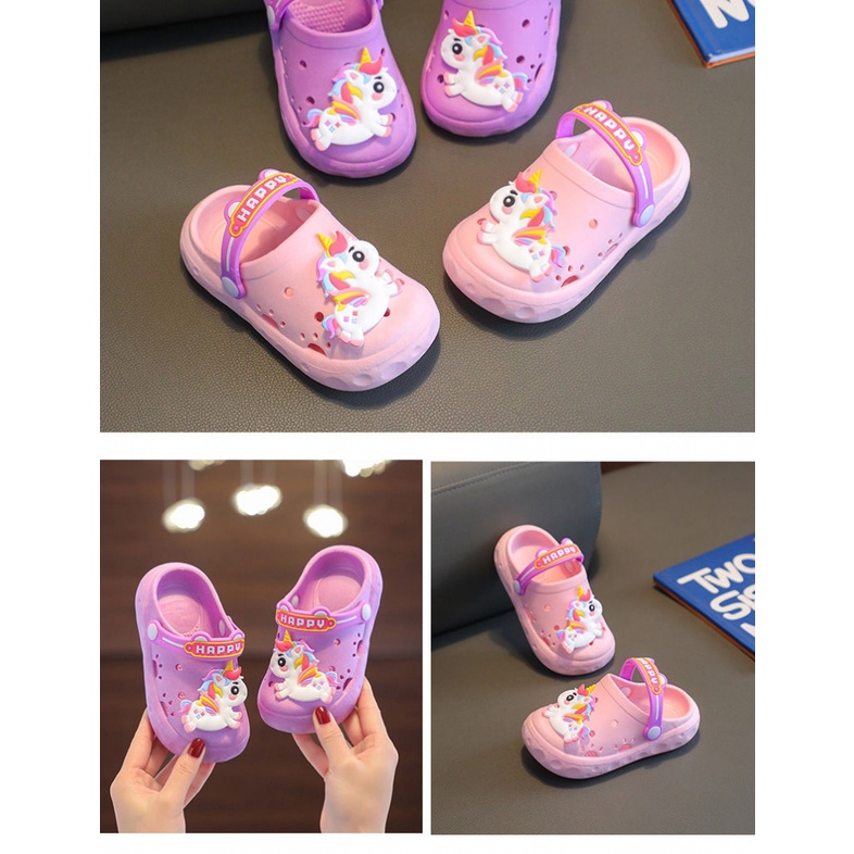 Dép Sandal Chống Trượt In Hình Kỳ Lân Hoạt Hình Thời Trang Mùa Hè Cho Bé Gái