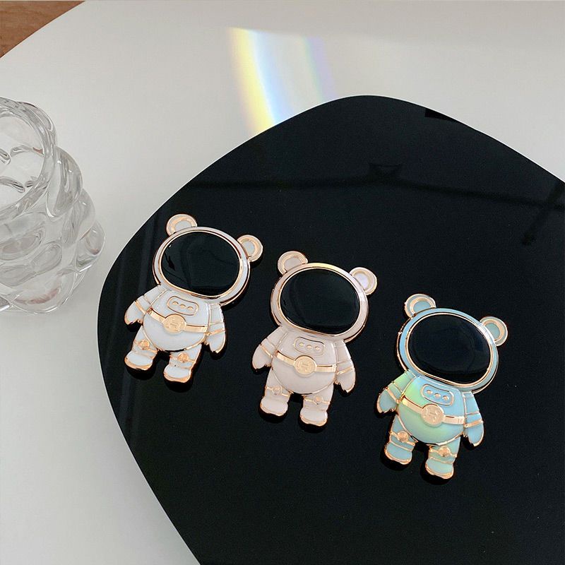 Ốp Điện Thoại Hình Gấu Phi Hành Gia Hoạt Hình 3D Có Túi Khí Và Dây Đeo Cho iphone