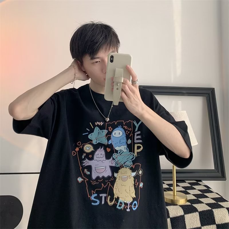 Áo Thun Tay Ngắn Dáng Rộng In Họa Tiết Graffiti Thời Trang Mùa Hè Cho Nam