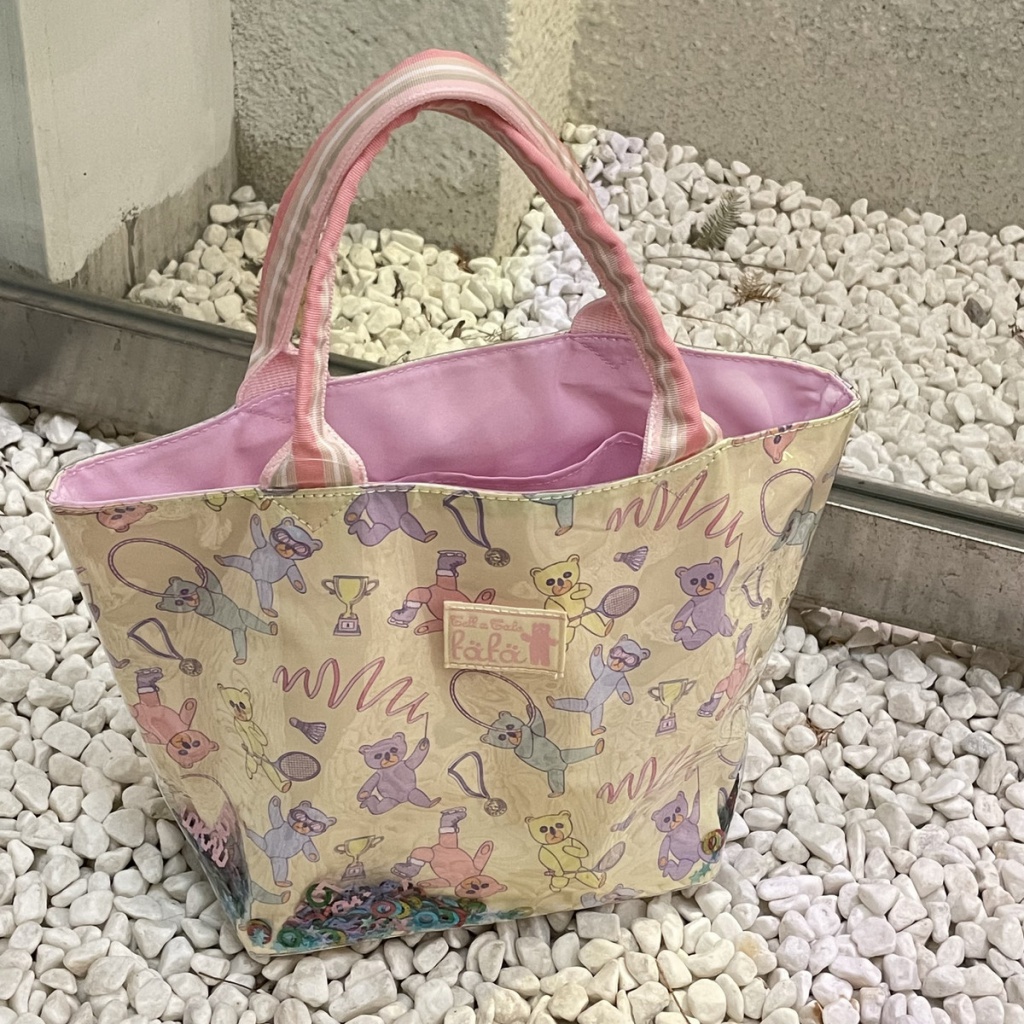 Túi Xách Trong Suốt Chống Thấm Nước Họa Tiết Gấu Hoạt Hình Lấp Lánh Theo Phong Cách Nhật Bản 33X2