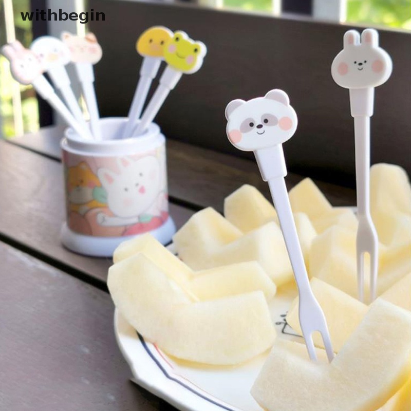 Bộ 8 Nĩa Ăn Trái Cây / Tráng Miệng Hình Động Vật Hoạt Hình Mini Dễ Thương