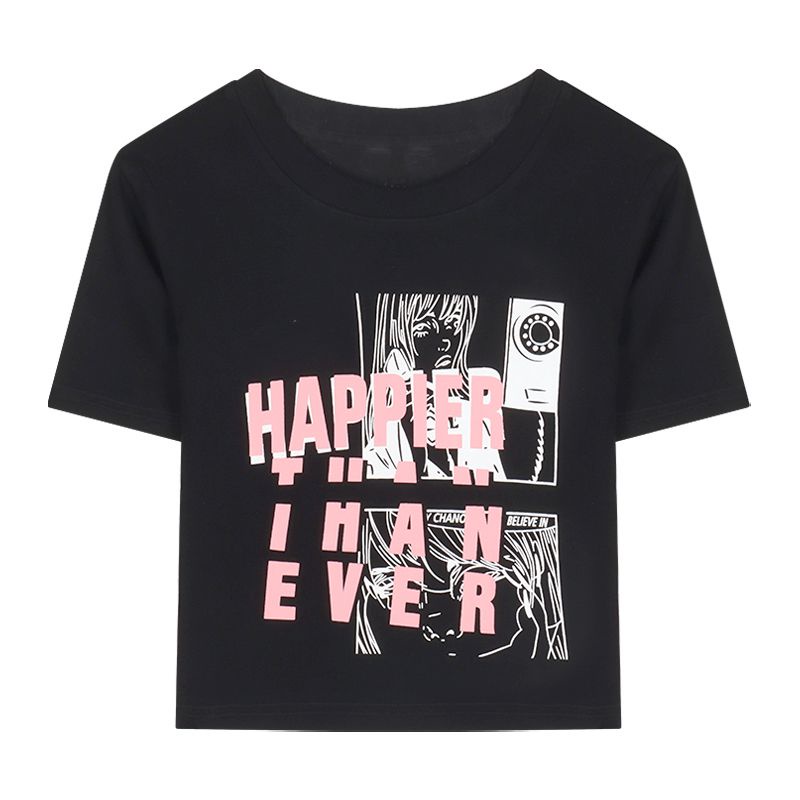 COZOK Áo Thun Ngắn Tay Cổ Tròn Dáng Ôm In Họa Tiết Thời Trang