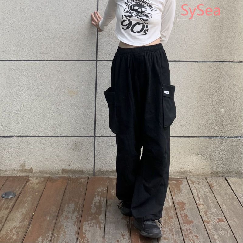 Quần ống rộng Phối Túi Plus Size Phong Cách Hàn Quốc Cho Nữ