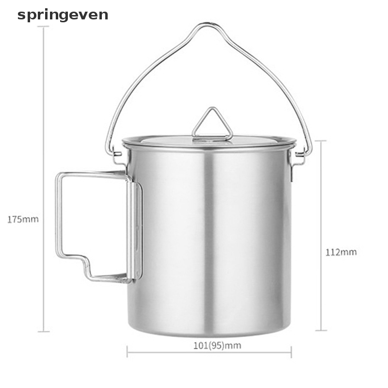Cốc Uống Nước Bằng Thép Không Gỉ Có Tay Cầm Có Thể Gấp Gọn Tiện Dụng Mang Theo Du Lịch