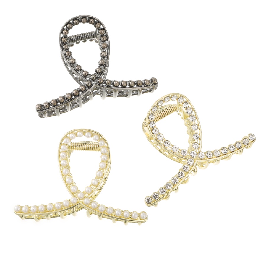 Kẹp Tóc Hợp Kim Đính Đá Và Ngọc Trai Nhân Tạo Thời Trang