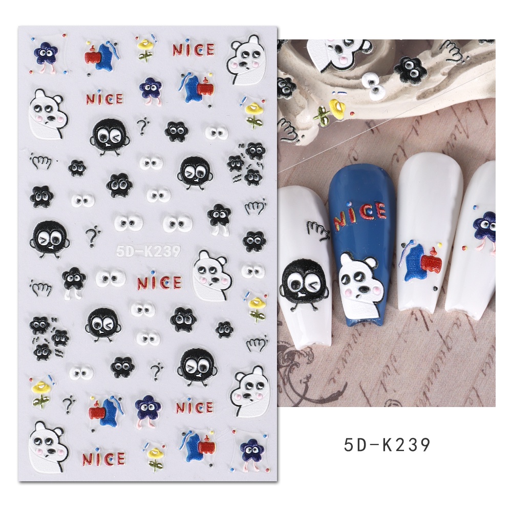Miếng Dán Trang Trí Móng Tay Họa Tiết Hoạt Hình 5D Độc Đáo
