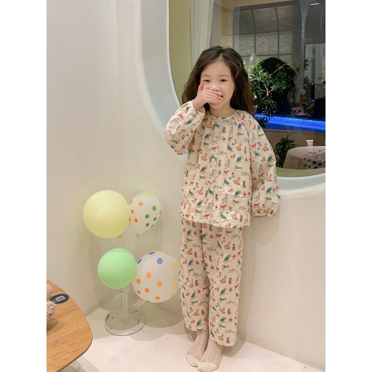 Bộ Đồ Ngủ Pijama Mỏng Thoải Mái Phong Cách Mới 2023 Cho Bé Gái RM5Q Đồ ngủ dễ thương bộ mặc nhà nữ mùa hè  Vải lanh line cotton mùa hè