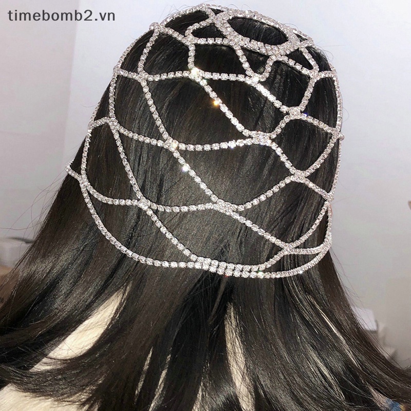 1 Mũ Lưới Trùm Đầu Đính Đá Pha Lê Thời Trang