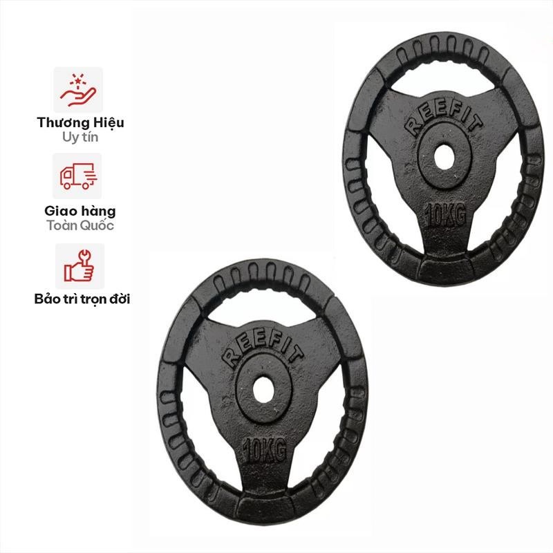 Combo 2 Tạ Đĩa 10kg Lỗ Tạ Phi 27 (2 bánh 10kg)