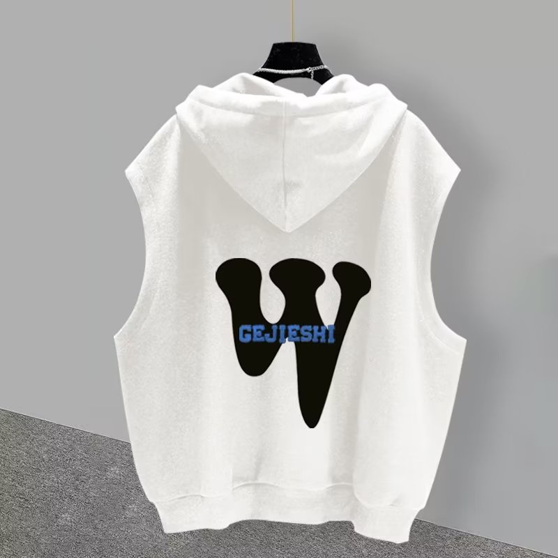 Áo Hoodie Sát Nách Dáng Rộng In Họa Tiết Thời Trang Mùa Hè Cho Nam 2 Màu Lựa Chọn