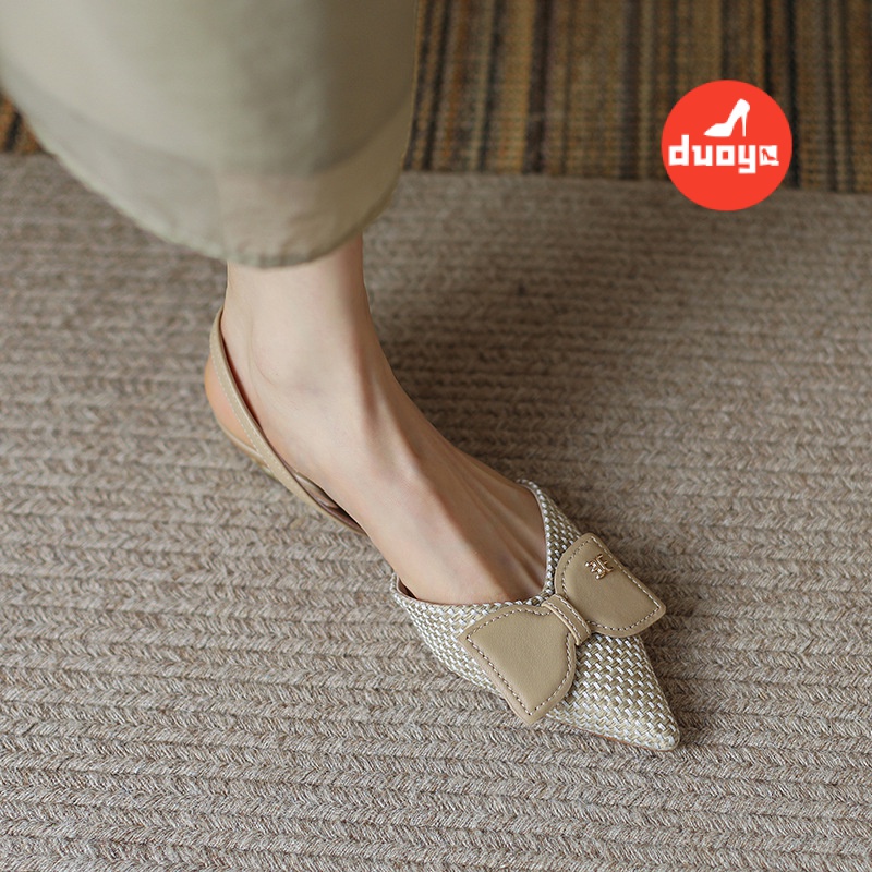 Giày Sandal Hở Ngón Gót Thấp Đính Nơ Dễ Thương Thời Trang Mùa Hè Cho Bạn Gái