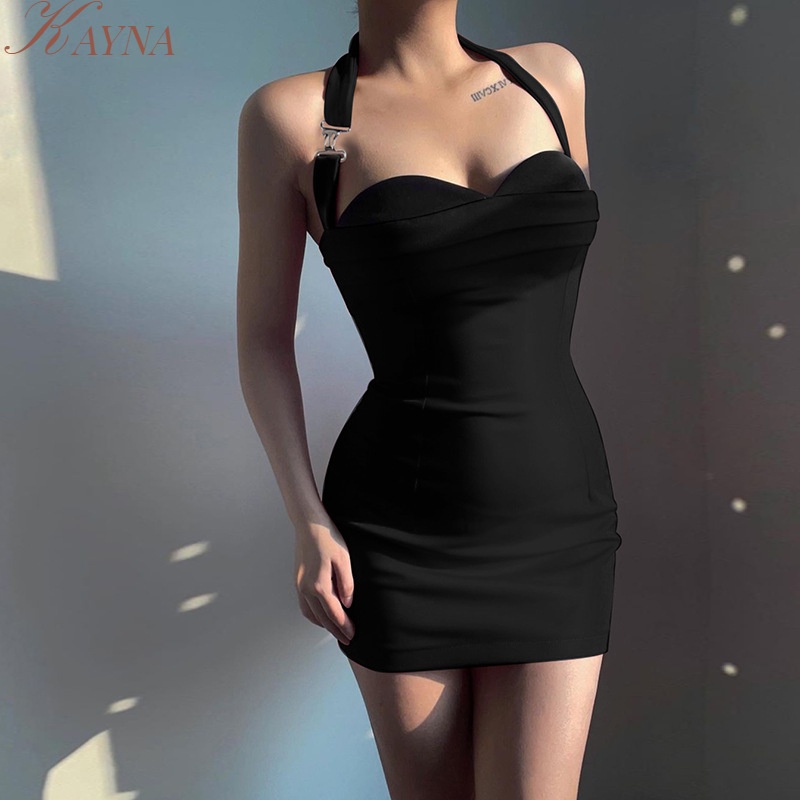 Kayna Đầm Dự Tiệc Hai Dây Cúp Ngực Gợi Cảm Phong Cách Âu Mỹ Cổ Điển Tự Cột Dây Dành Cho Bạn Nữ