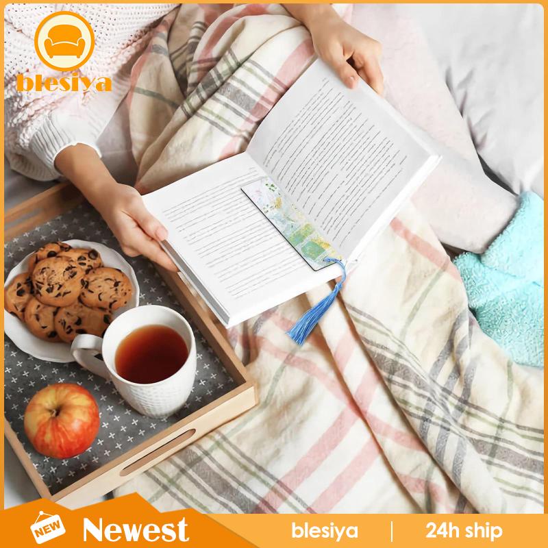 [Blesiya] Thẻ Đánh Dấu Trang Sách Màu Trắng Kèm Tua Rua DIY Làm Quà Tặng