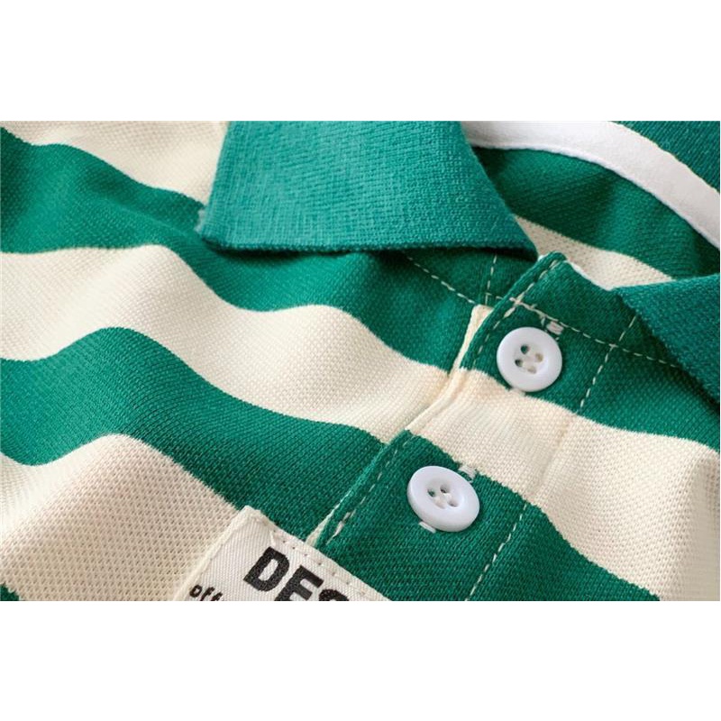 Áo Thun 100% cotton Tay Ngắn Họa Tiết Kẻ Sọc Màu Sắc Dành Cho Trẻ Em