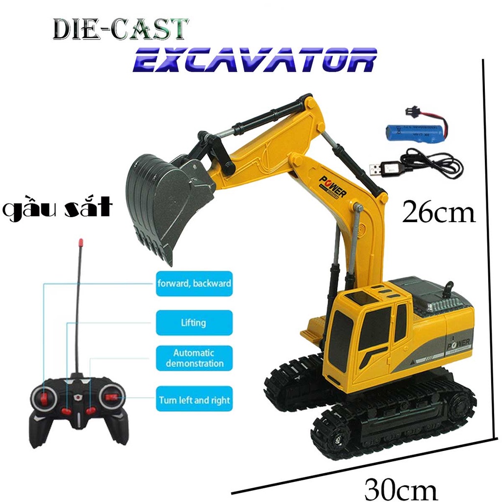 Xe Múc điều Khiển Gầu SẮT, Bánh XÍCH, Pin SẠC - nhiều Mẫu