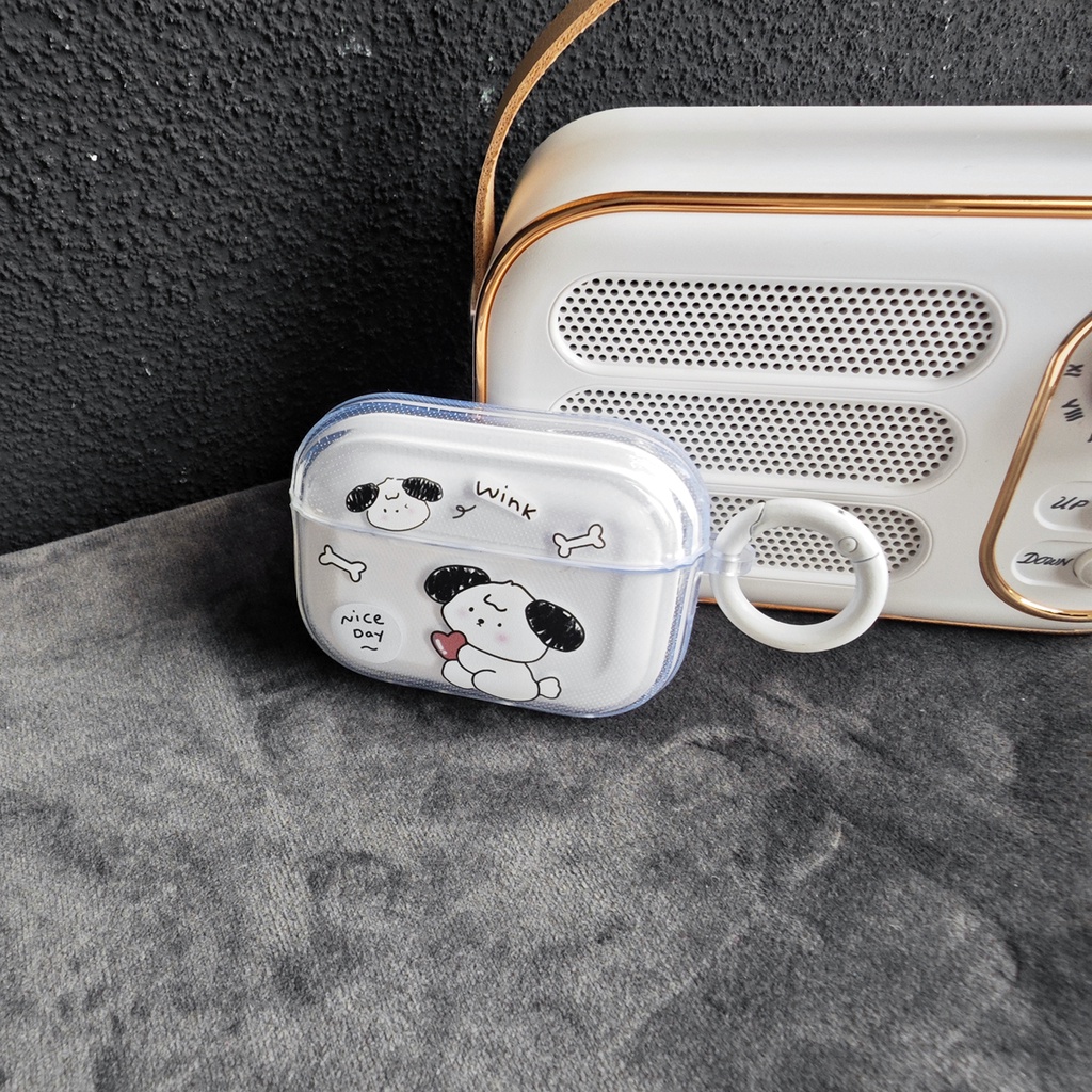 Vỏ Bảo Vệ Hộp Sạc Tai Nghe Bluetooth AirPods 1 2 3 pro2 2022 Bằng Silicon Tpu Mềm Trong Suốt Hình Chú Cún Hoạt Hình Dễ Thương