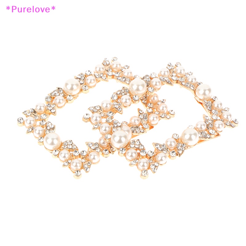 1 Khóa Kẹp Giày Cao Gót Bằng Kim Loại Đính Đá Ngọc Trai Mới