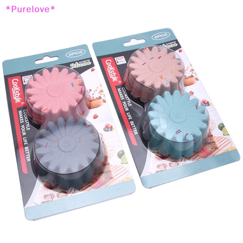 Set 6 Khuôn Làm Bánh Muffin Bằng Silicon Cấp Thực Phẩm Tái Sử Dụng Tiện Lợi Mới