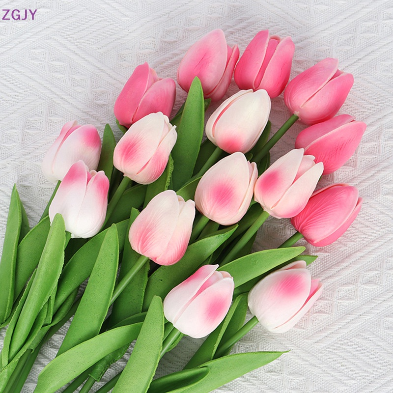 Set 5 / 10 Hoa Tulip Nhân Tạo Bằng PU Màu Sắc Ngẫu Nhiên Trang Trí Nhà Cửa / Tiệc Cưới DIY Mới