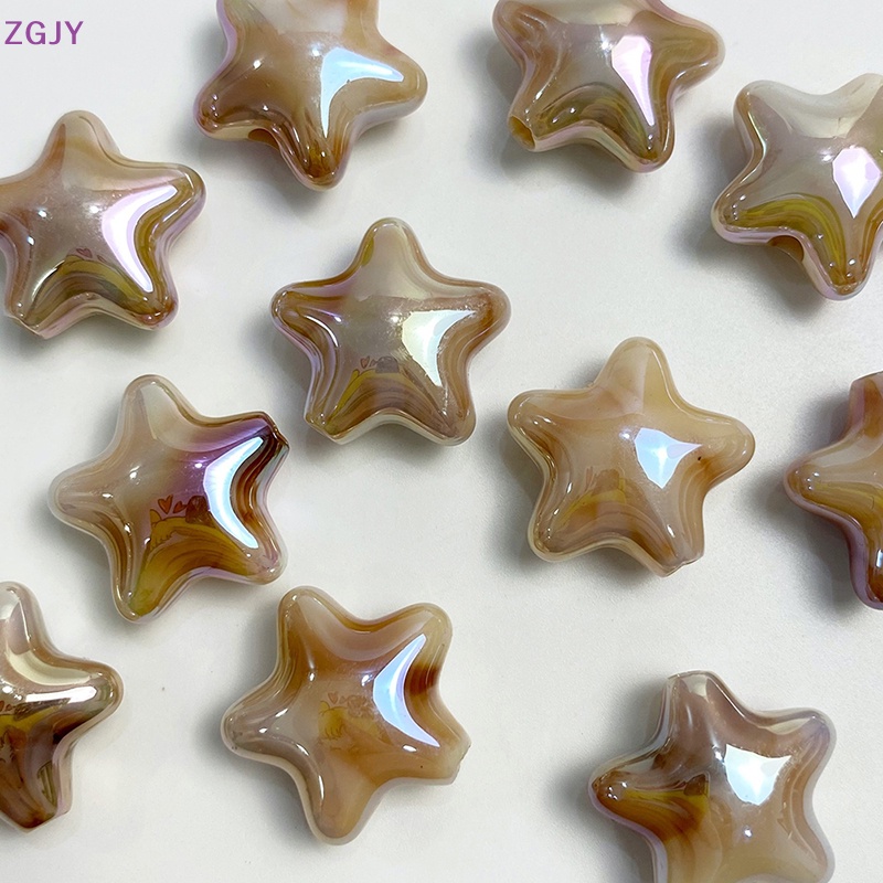 Set 10 Hạt Xỏ Lỗ Hình Ngôi Sao Năm Cánh Bằng Acrylic Dùng Trang Trí DIY Mới