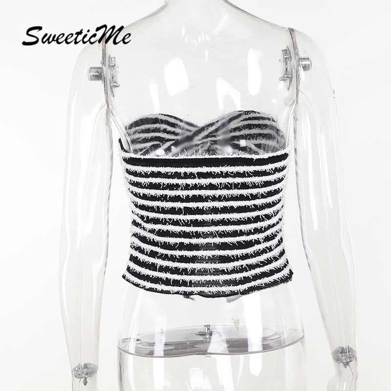 Áo Ống Dáng Ôm Họa Tiết Kẻ Sọc Màu Tương Phản Thời Trang 2023 Cho Nữ