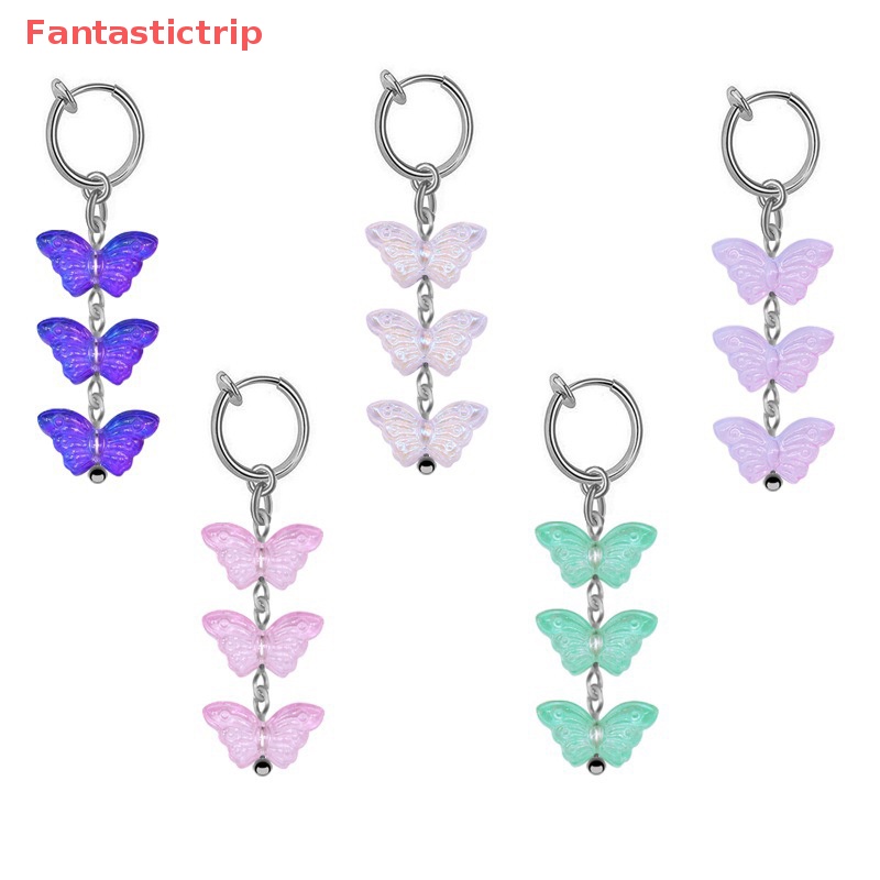 [Fantastictrip] Khuyên Rốn Dạng Kẹp Tua Rua Hình Bướm Thời Trang Mới Cho Nữ