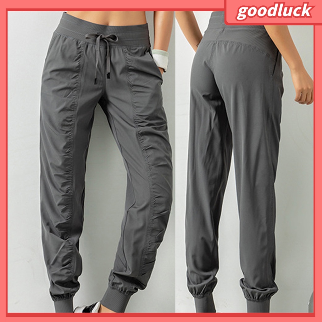 [ULK] Quần Bó Sát Lưng Cao Tới Mắt Cá Chân Màu Trơn Có Dây Rút Dành Cho Bạn Nữ