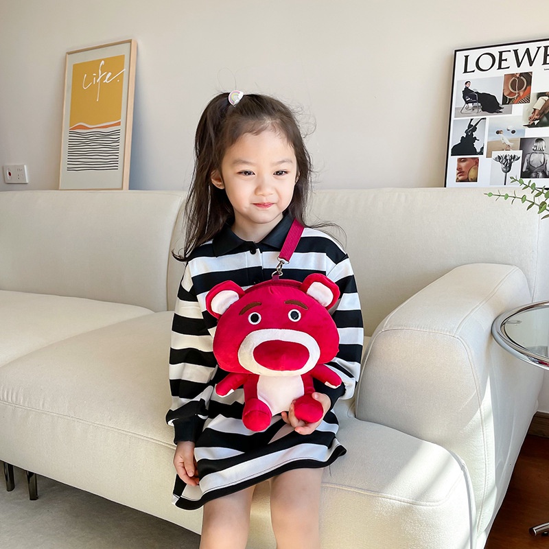 Ba Lô Đi Học Cỡ Lớn Thoáng Khí Chống Thấm Nước In Họa Tiết Gấu / Dâu Tây Xinh Xắn Thời Trang Cho Bé