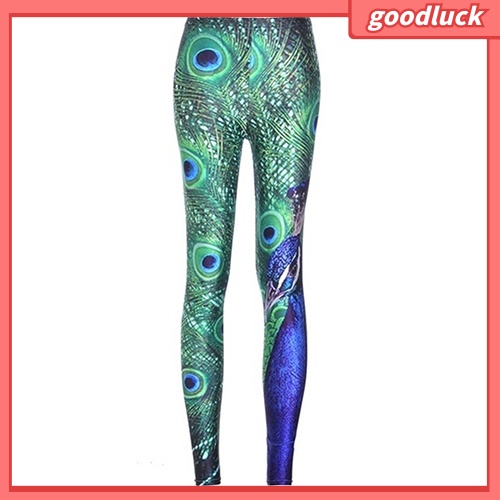 Quần Legging Thể Thao Họa Tiết Chim Công Quyến Rũ Cho Nữ