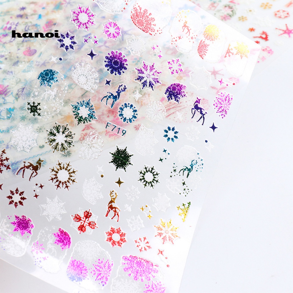 1 Tờ Miếng Dán Móng Tay 3D Chủ Đề Giáng Sinh Nhiều Màu Sắc An Toàn Nhỏ Gọn Dành Cho Nữ