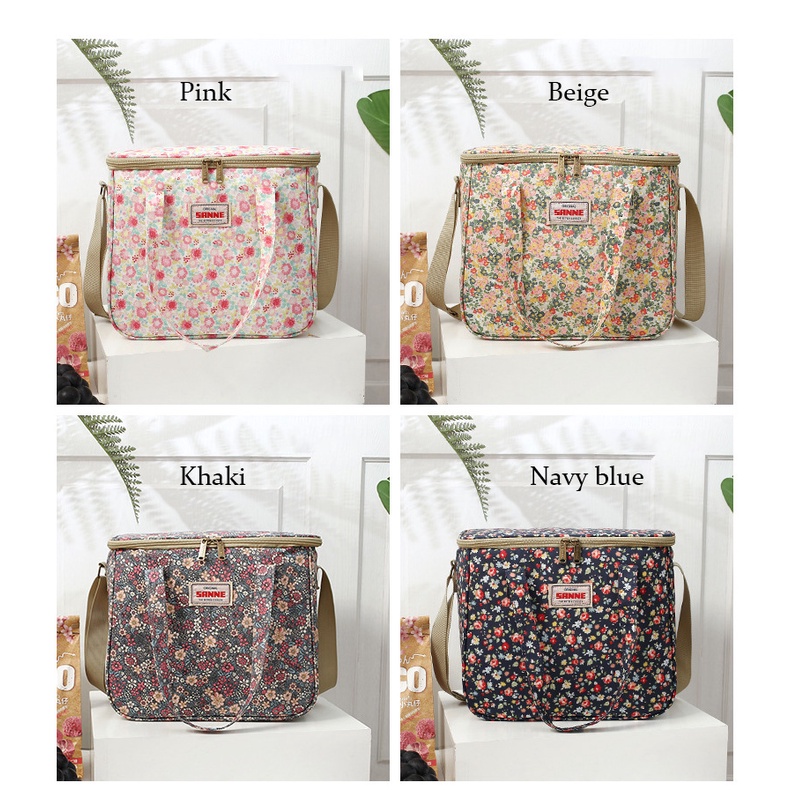 Aladdin Túi Đựng Cơm Trưa Giữ Nhiệt Sức Chứa Lớn Bằng Lá Nhôm Họa Tiết Hoa Xinh Xắn Tiện Dụng Mang Theo Du Lịch Dã Ngoại