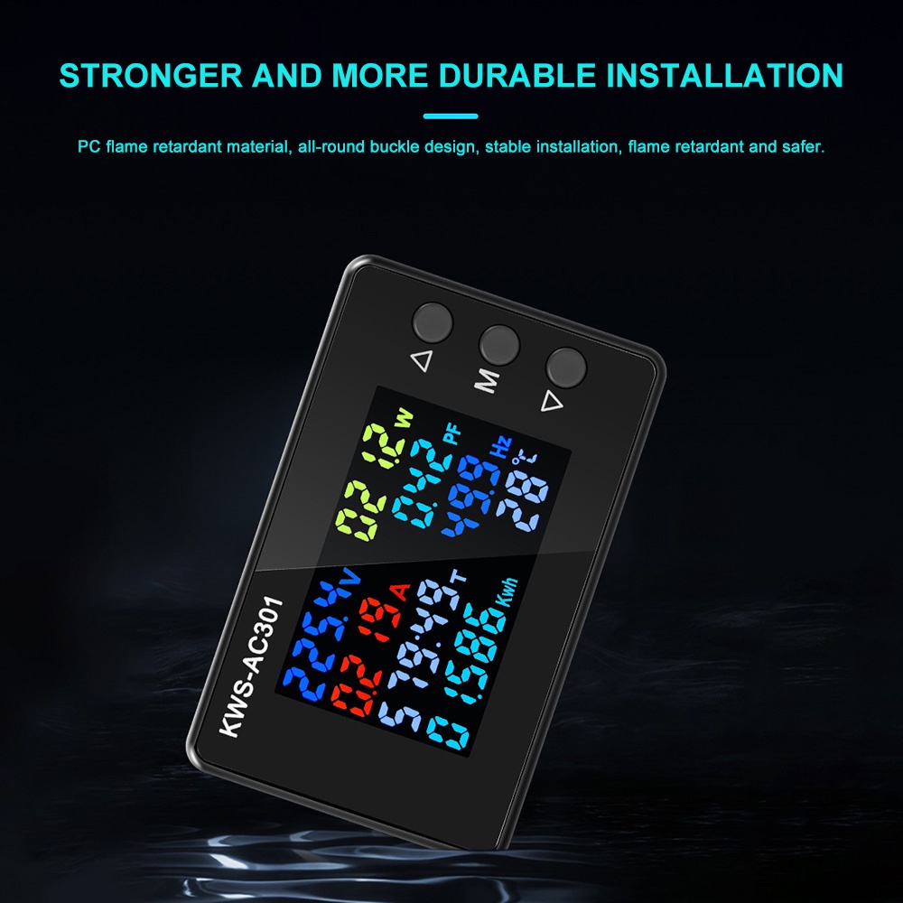 RIRIHI Đồng hồ vôn kế kỹ thuật số màn hình LCD AC 50-300V 0-100A KWS-AC301