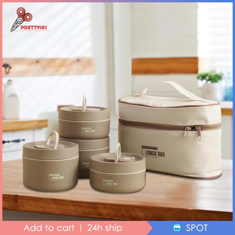 [Prettyia1] Set 4 Hộp Đựng Cơm Trưa Cách Nhiệt Dùng Cho Du Lịch Cắm Trại Ngoài Trời