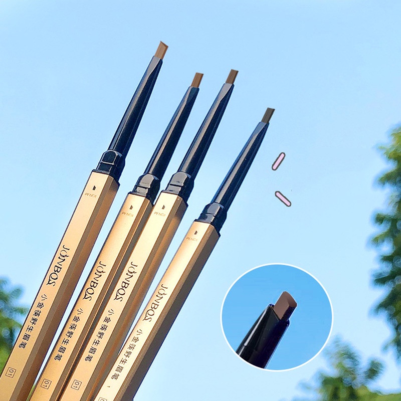 Bút Vẽ Lông Mày Dạng Vặn Ngòi Tam Giác Siêu Mịn Kháng Nước Không Phai Màu Kèm Đũa Vàng Thời Trang