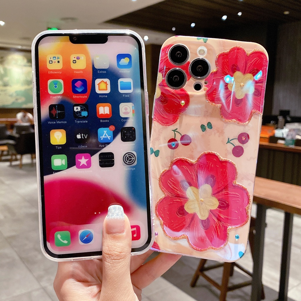 Ốp Điện Thoại TPU Chống Sốc Họa Tiết Hoa Cho IPhone 14 13 12 11 Pro MAX 14 Plus X XR XS MAX 7 8 Plus