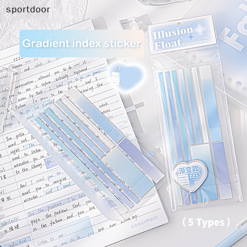 [sportoutdoor] 225 Tờ Giấy Ghi Chú Dính Trong Suốt Nhiều Màu Sắc Gradient Đáng Yêu Cho Học Sinh [out]