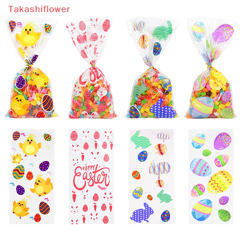 Set 50 Túi Nhựa Đựng Kẹo Hình Thỏ Phục Sinh Dễ Thương Trang Trí Nhà Cửa